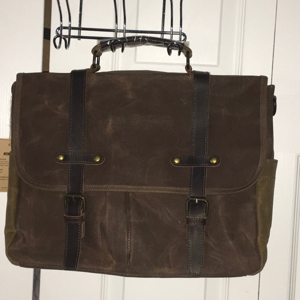 Canvas and leather briefcase